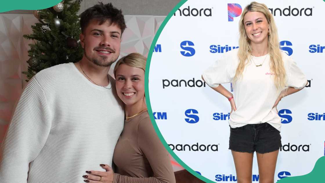 Hailey and her boyfriend, Kelby at the Talk Tuah podcast studio (L). Hailey Welch at The SiriusXM Studios (R) Hailey and her boyfriend, Kelby at the Talk Tuah podcast studio (L). Hailey Welch at The SiriusXM Studios (R)