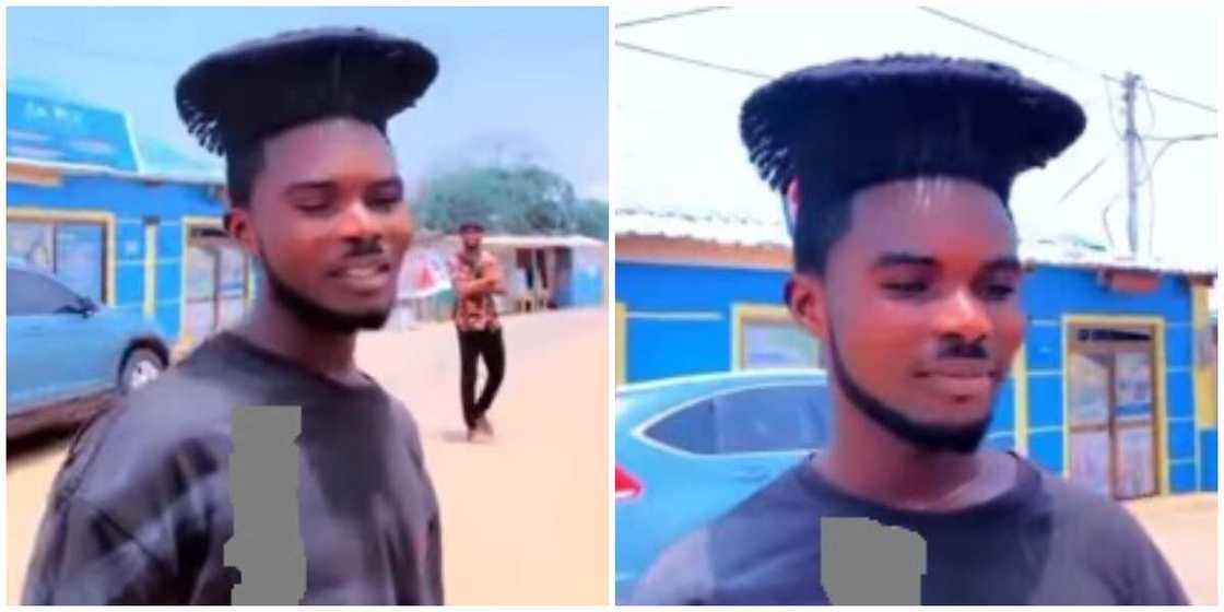 Photos of the man with the unique hairstyle. Photos of the man with the unique hairstyle.