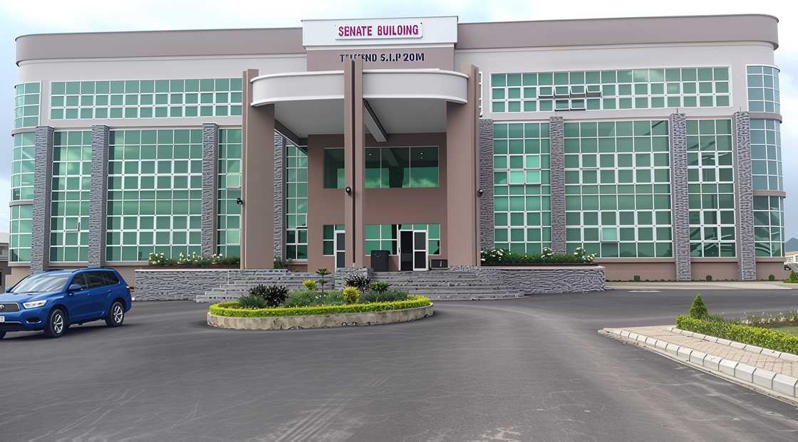 A general view of the Senate Building at the National Open University of Nigeria (NOUN)