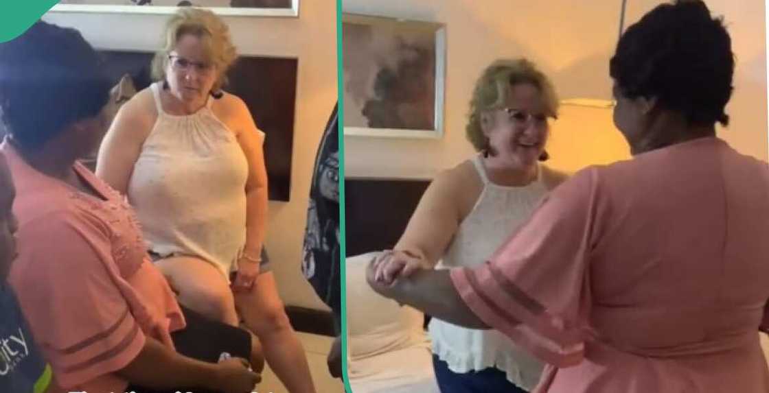Video shows woman's reaction as she came face to face with son's white wife Video shows woman's reaction as she came face to face with son's white wife