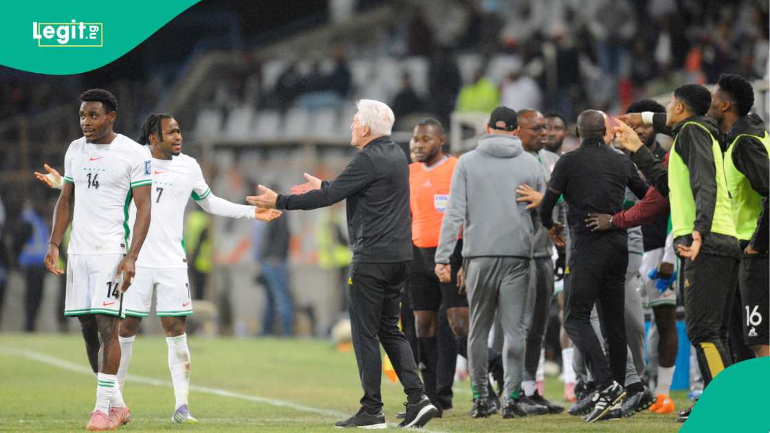Fisayo Dele-Bashiru, Ademola Lookman, Hugo Broos, Super Eagles, Nigeria, Bafana Bafana, Free State Stadium, Bloemfontein, South Africa. Fisayo Dele-Bashiru, Ademola Lookman, Hugo Broos, Super Eagles, Nigeria, Bafana Bafana, Free State Stadium, Bloemfontein, South Africa.