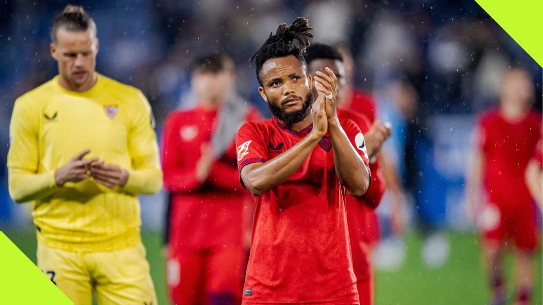 Chidera Ejuke appluads fans of Sevilla following the defeat to Alaves