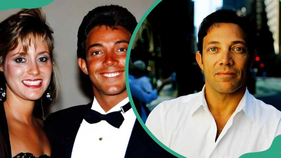 Denise Lombardo and Jordan smiles (L). Jordan Belfort posing for a photo at night (R). Denise Lombardo and Jordan smiles (L). Jordan Belfort posing for a photo at night (R).