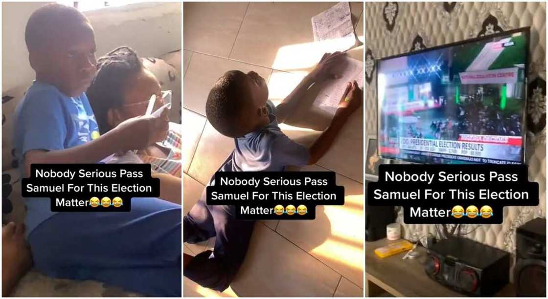 Photos of a young boy monitoring election results go viral. Photos of a young boy monitoring election results go viral.