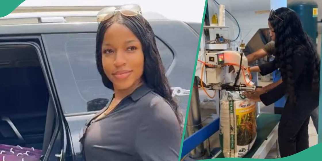 Photo of lady who went to buy rice at ex boyfriend's factory Photo of lady who went to buy rice at ex boyfriend's factory
