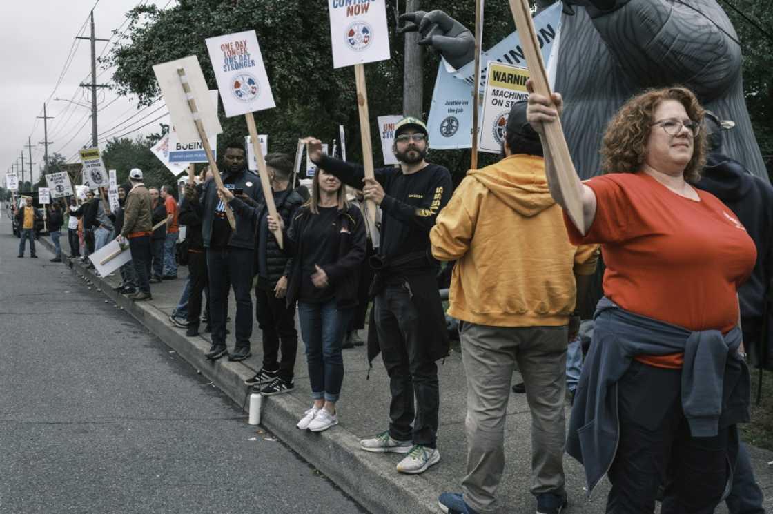 Striking Boeing workers hold rally at the Boeing Portland Facility on September 19, 2024