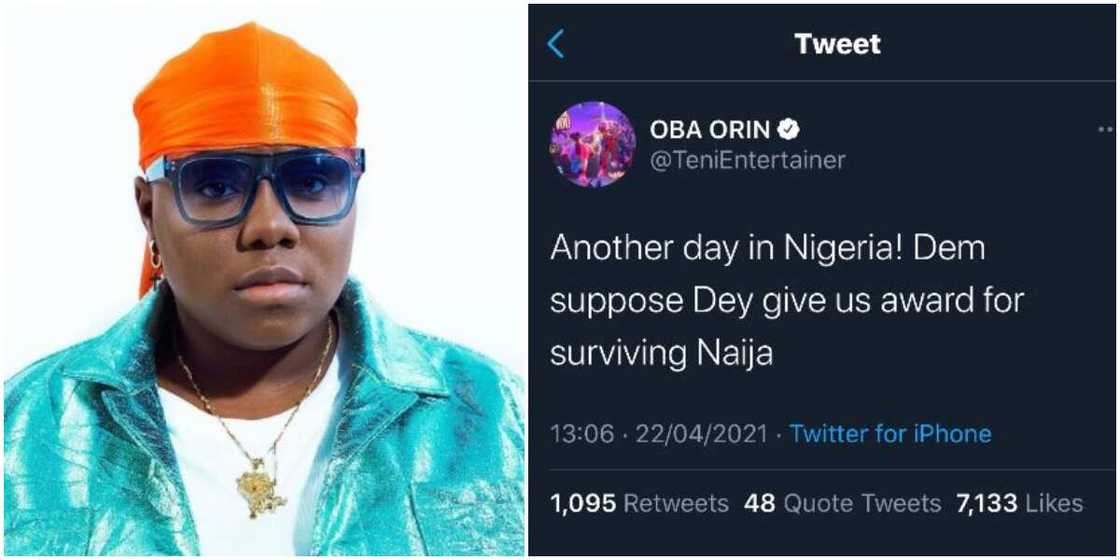 We Should Be Awarded For Surviving Nigeria, Singer Teni Laments Being in the Country We Should Be Awarded For Surviving Nigeria, Singer Teni Laments Being in the Country