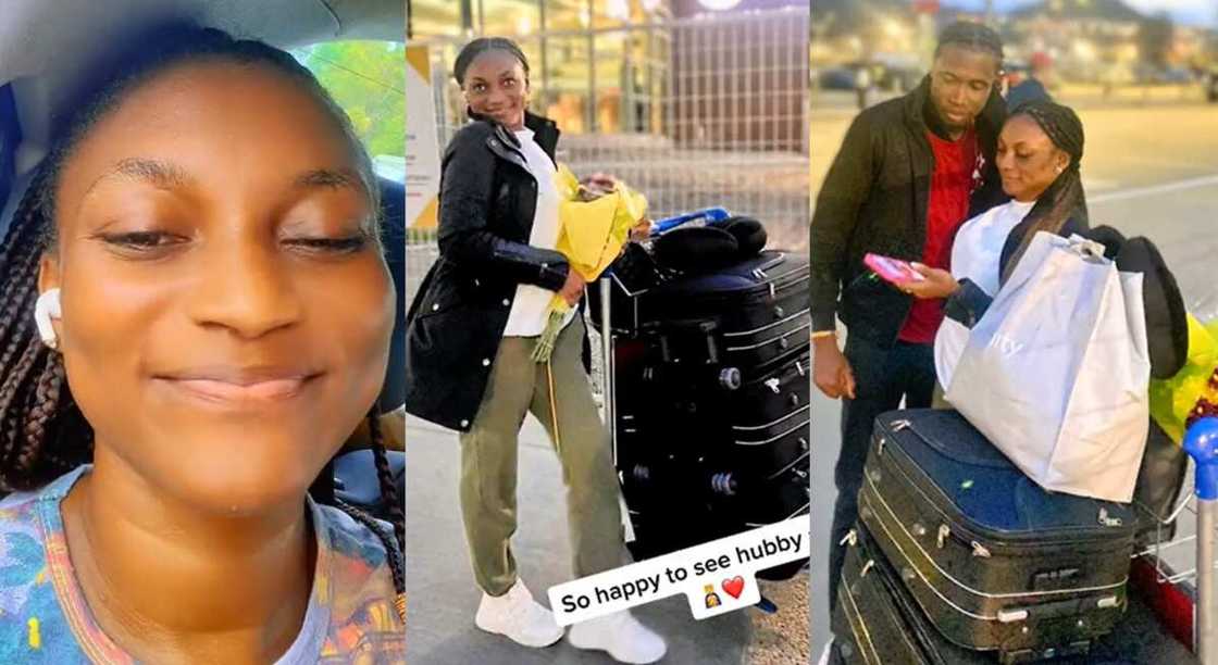 Photos of a lady who flew abroad to meet her husband. Photos of a lady who flew abroad to meet her husband.