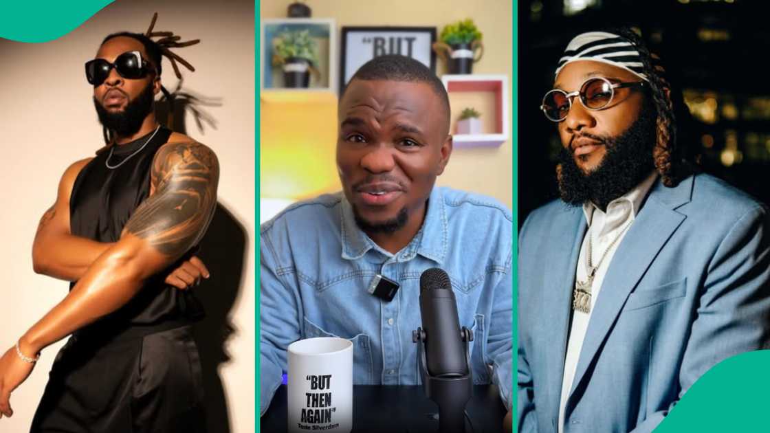 Tosin Silverdam exposes Flavour for copying other people's songs after calling out KCee. Tosin Silverdam exposes Flavour for copying other people's songs after calling out KCee.