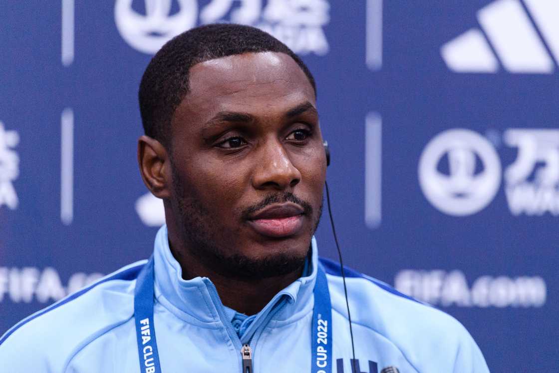 Odion Ighalo talks during the Press Conference prior a match in Tangier, Morocco Odion Ighalo talks during the Press Conference prior a match in Tangier, Morocco