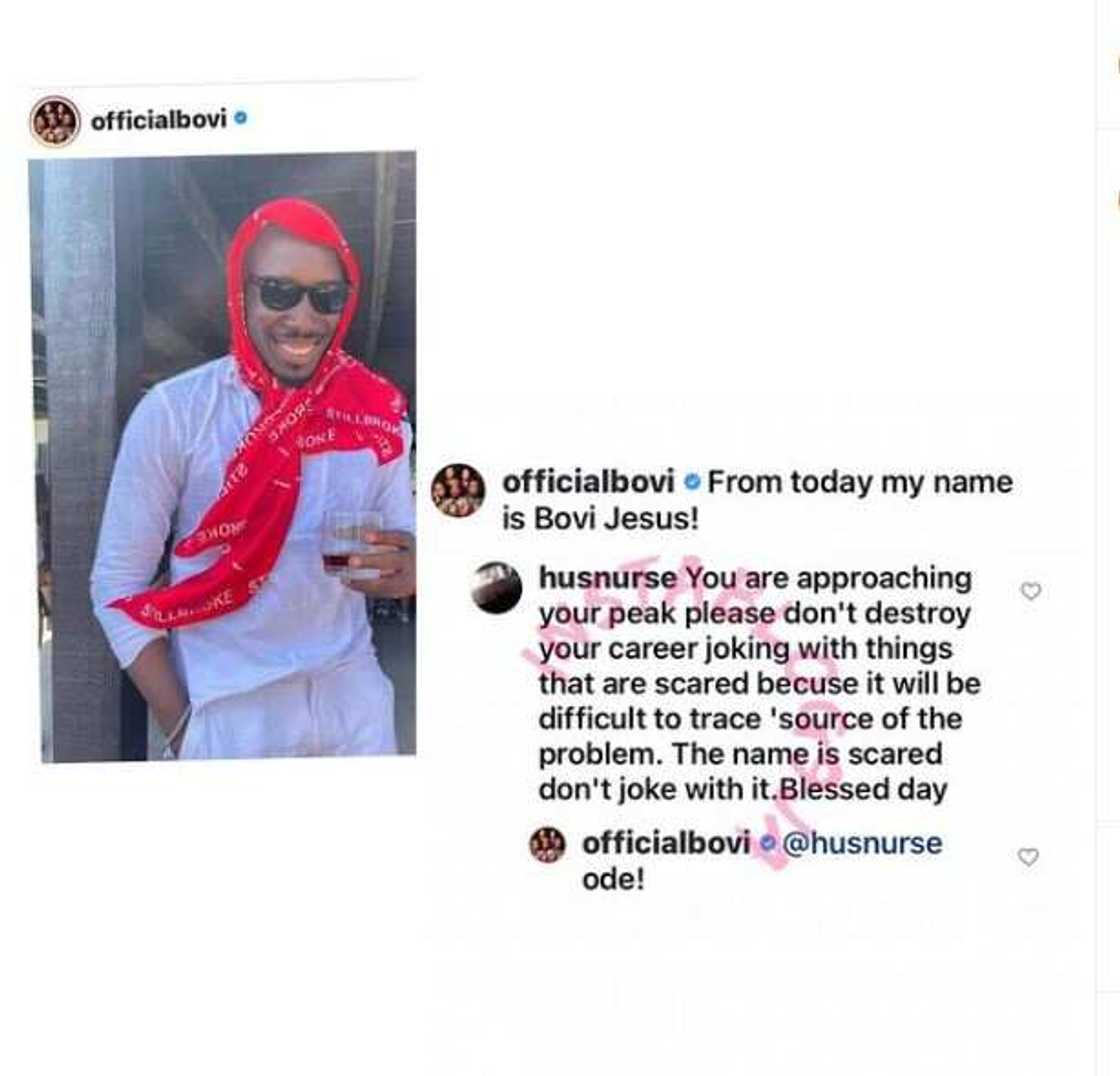 Comedian Bovi Reacts After Being Criticised for Adding Jesus to His Name Comedian Bovi Reacts After Being Criticised for Adding Jesus to His Name