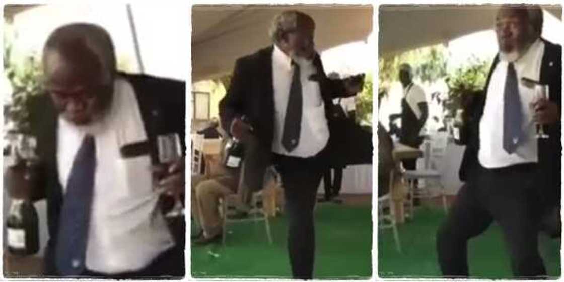 An old man has been seen showing off cool dance moves in a sweet video that has attracted people's attention on Facebook