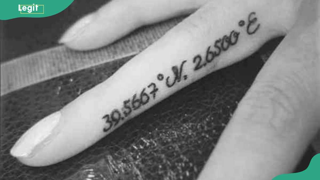 Coordinates ring tattoo