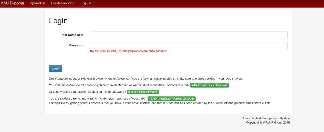 Ambrose Alli University login portal.
