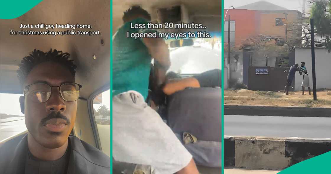 Man stunned as driver and man fight inside Lagos bus, video goes viral