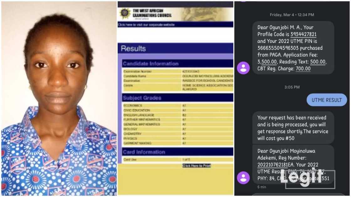 Excellent 2022 WAEC result/succeeding in UTME exam.