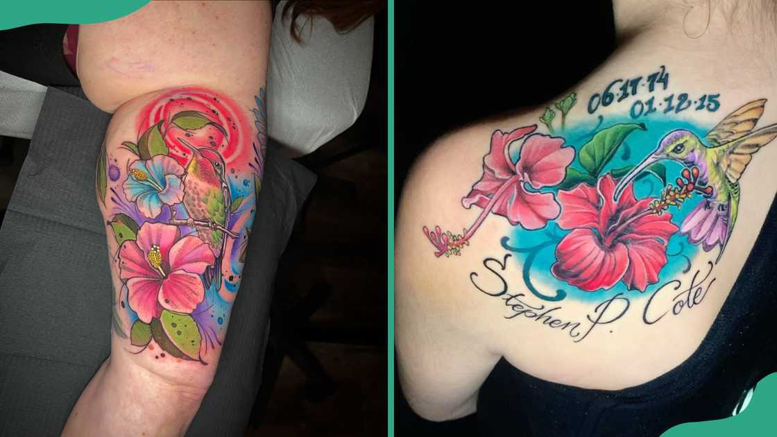 Hummingbird hibiscus tattoo