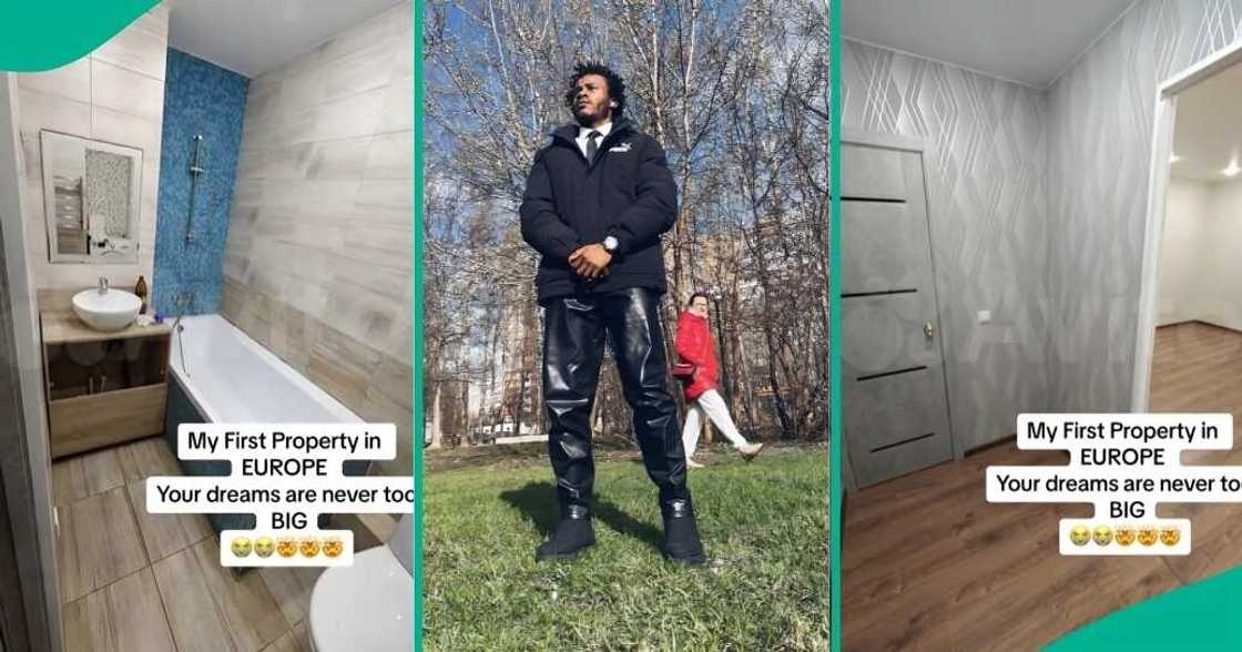 Man celebrates buying house in the Europe Man celebrates buying house in the Europe