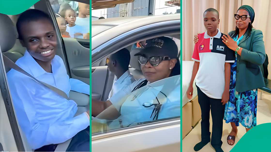 OPM woman drives her autistic husband around compound.