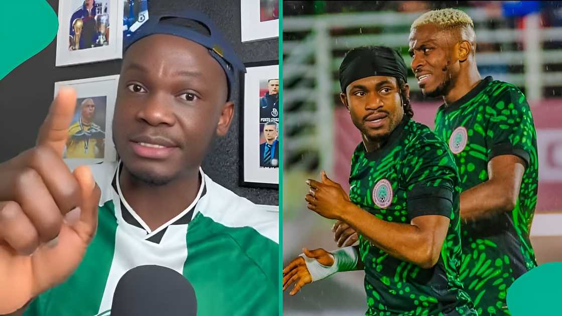 A young Nigerian man shares his opinion on Victor Osimhen shouting at Ademola Lookman during AFCON 2025, highlighting overconfidence, team conflict, and football performance.