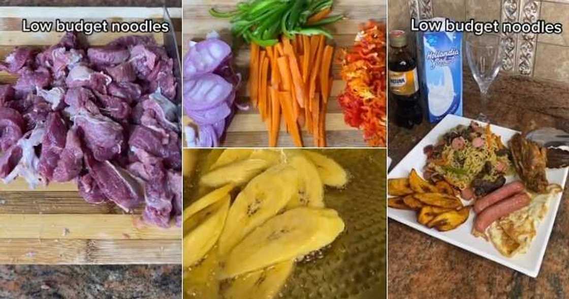 Lady cooks low budget noodles Lady cooks low budget noodles