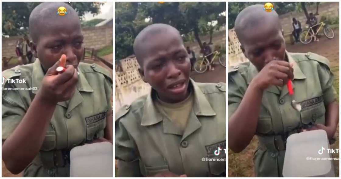 Female soldier crying, femle soldier crying and eating, video shows female soldier crying