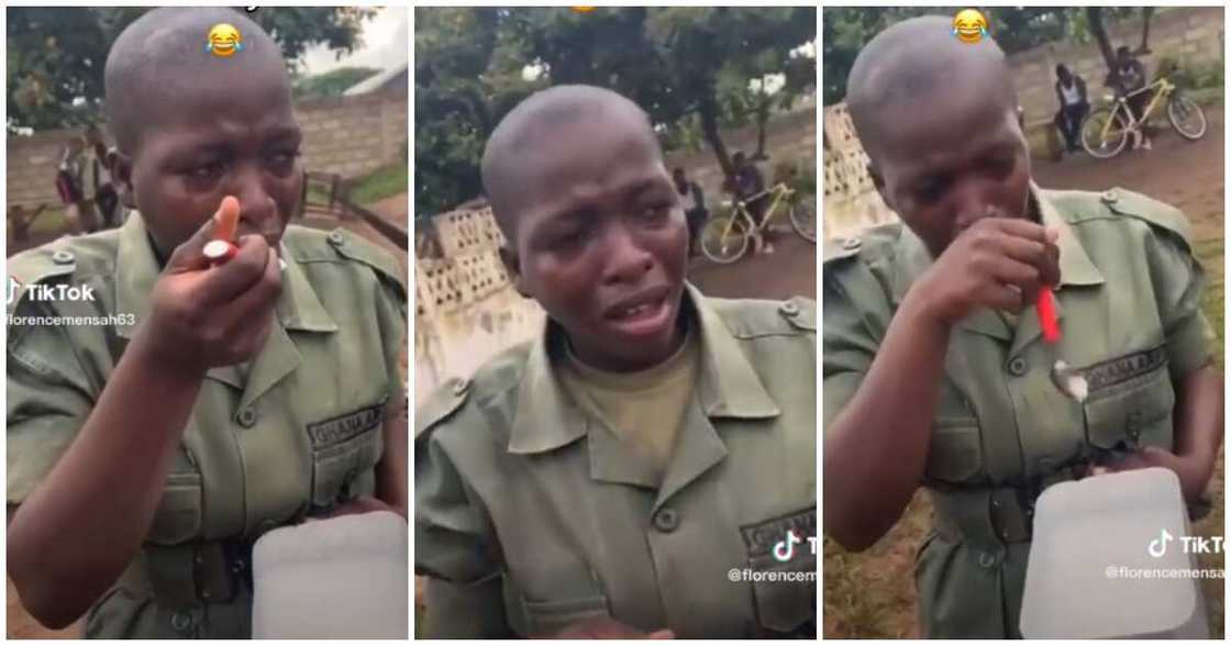 Female soldier crying, femle soldier crying and eating, video shows female soldier crying Female soldier crying, femle soldier crying and eating, video shows female soldier crying