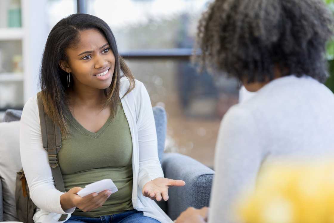 Teenage girl arguing with her mom Teenage girl arguing with her mom