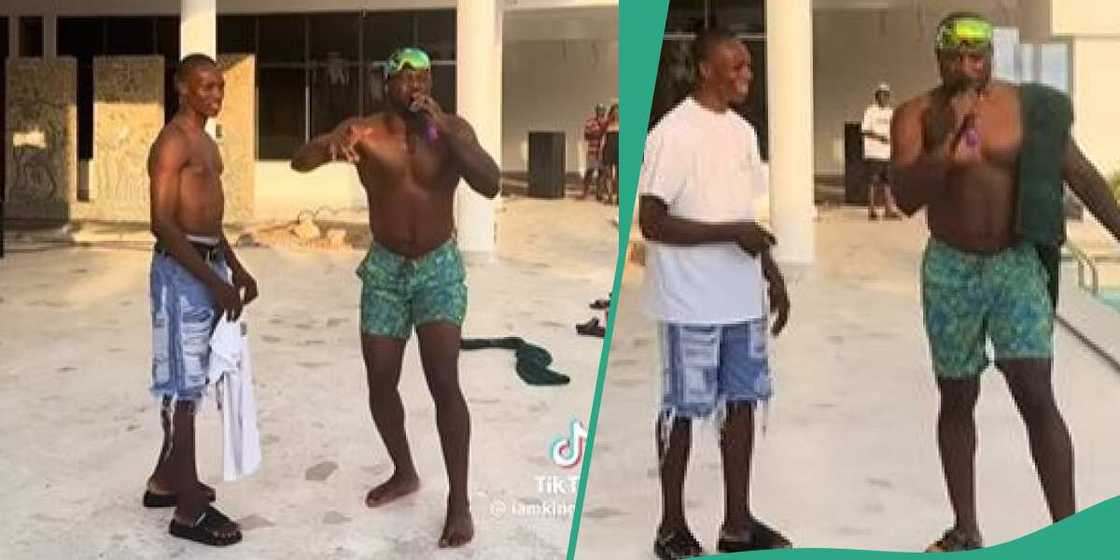 PSquare and a fan during a music challenge PSquare and a fan during a music challenge