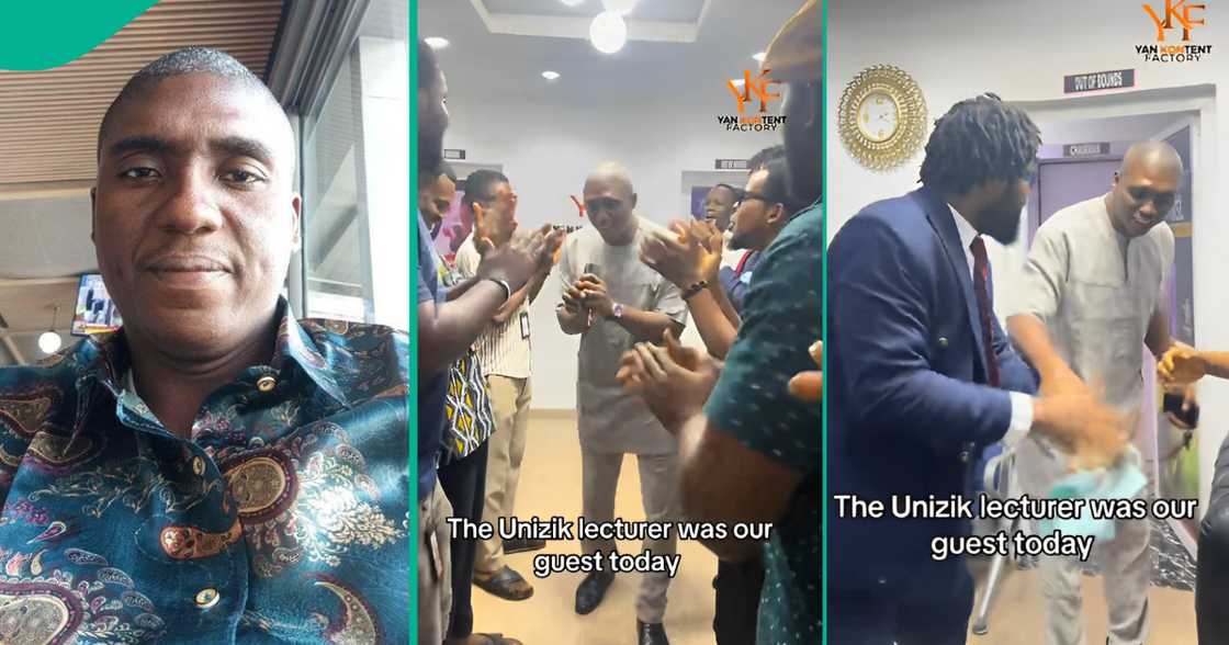 UNIZIK lecturer Dr Chukwudi Michael Okoye dances with group as they honour him UNIZIK lecturer Dr Chukwudi Michael Okoye dances with group as they honour him