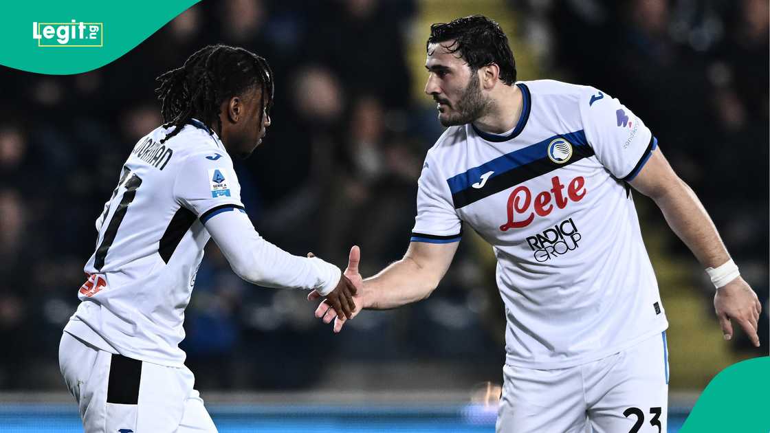 Ademola Lookman, Sead Kolasinac, Atalanta, Stadio Carlo Castellani, Empoli, Italy, Serie A. Ademola Lookman, Sead Kolasinac, Atalanta, Stadio Carlo Castellani, Empoli, Italy, Serie A.