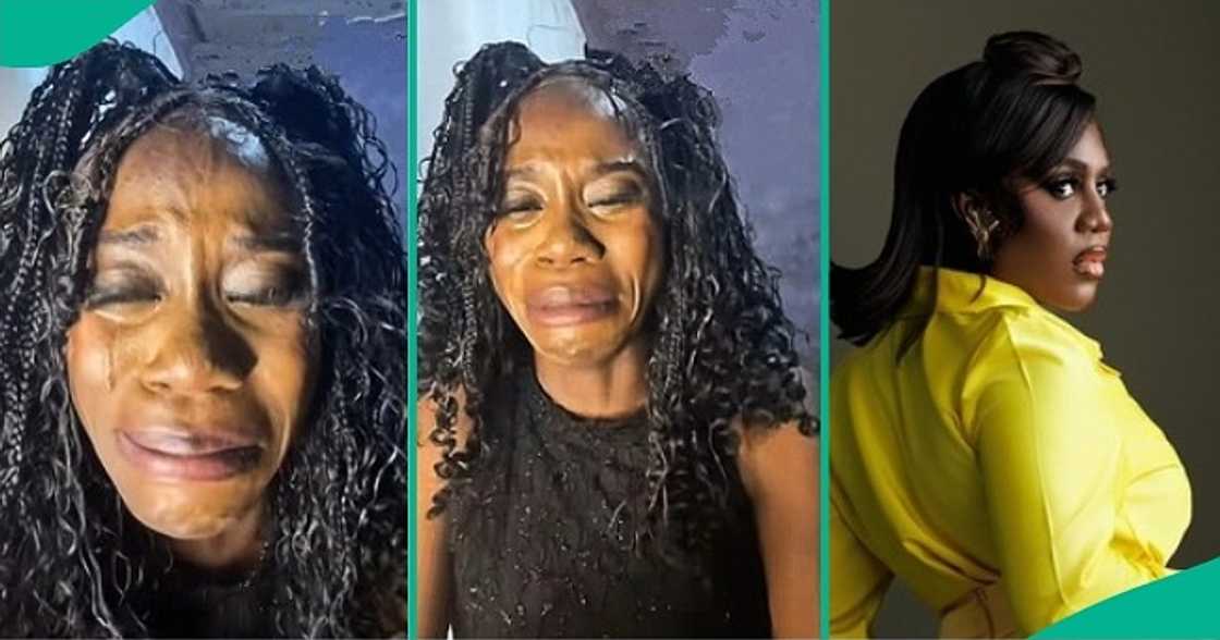 Nigerian lady in tears after getting rejected at Nons Miraj's show. Nigerian lady in tears after getting rejected at Nons Miraj's show.
