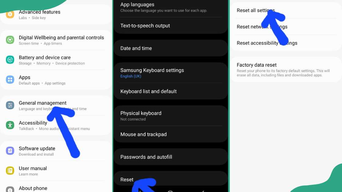 Process of factory data reset on Android device