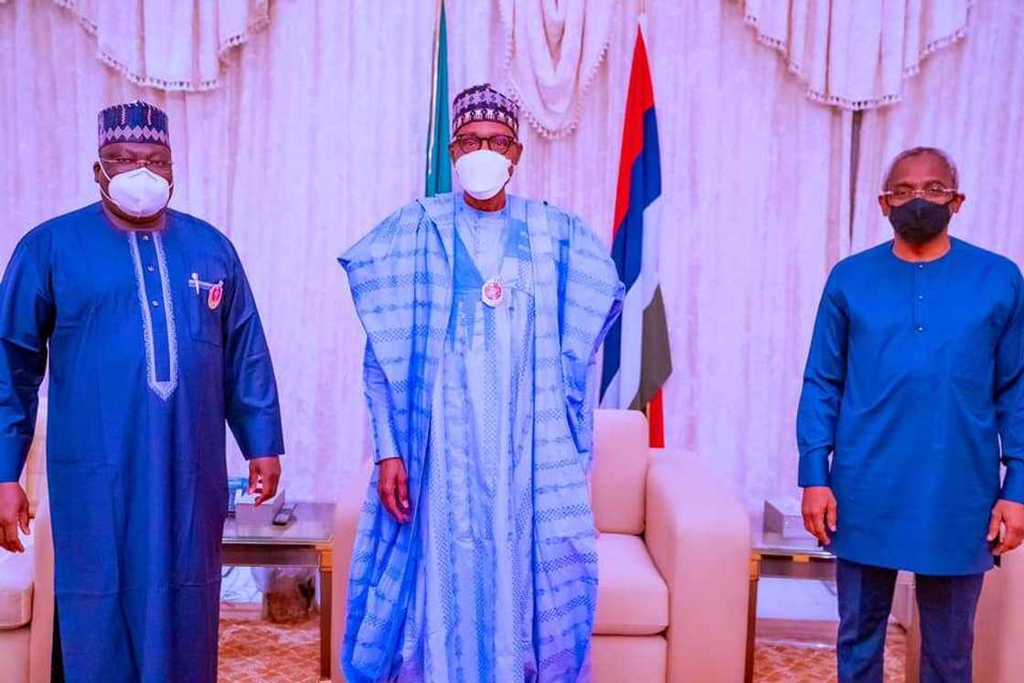 Buhari with Senate president and House of reps speaker