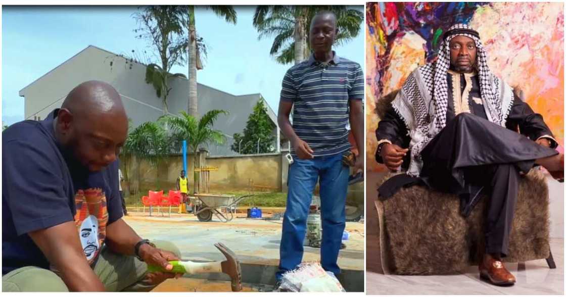 Segun Arinze in hit the nail challenge Segun Arinze in hit the nail challenge