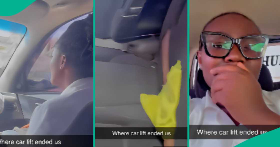 Lady and her friend gets scared over item they saw in back seat of man's car