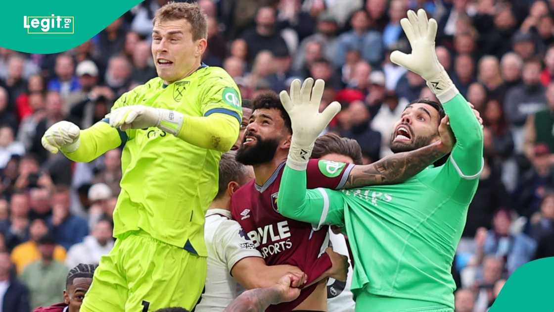 Pablo, David Raya, Premier League, West Ham United, Arsenal, London Stadium, England. Pablo, David Raya, Premier League, West Ham United, Arsenal, London Stadium, England.