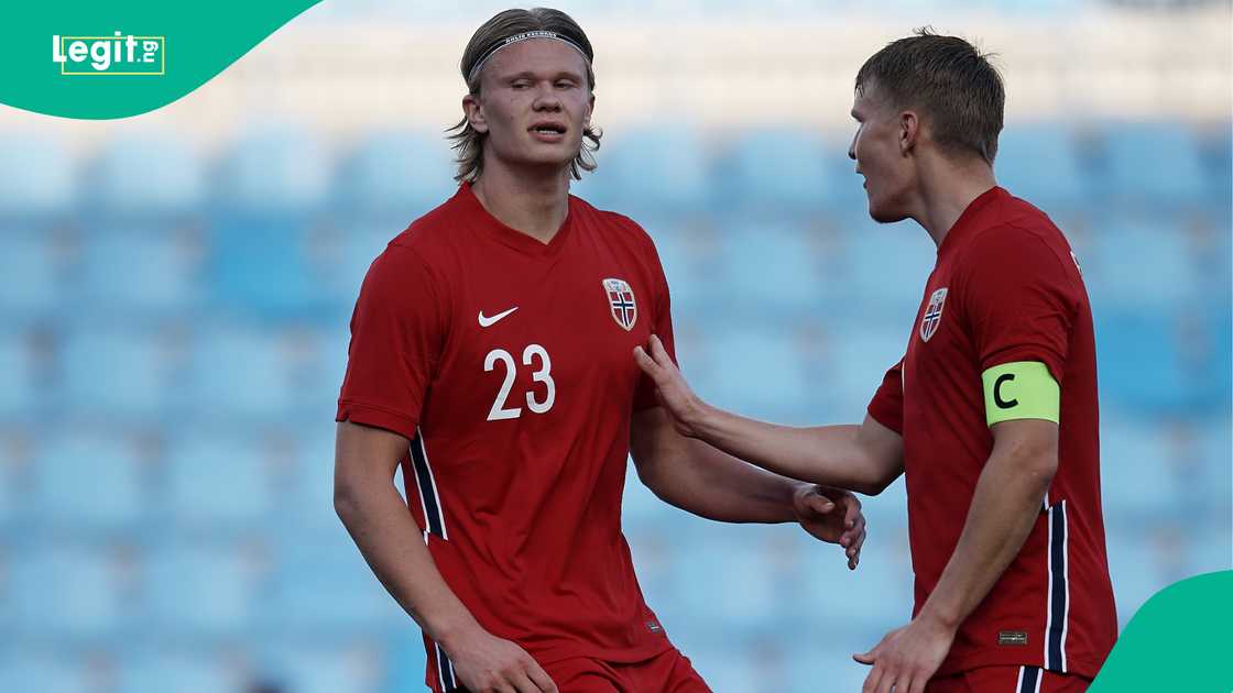 Erling Haaland, Martin Odegaard, Norway, Luxembourg, Estadio La Rosaleda, Malaga, Spain. Erling Haaland, Martin Odegaard, Norway, Luxembourg, Estadio La Rosaleda, Malaga, Spain.