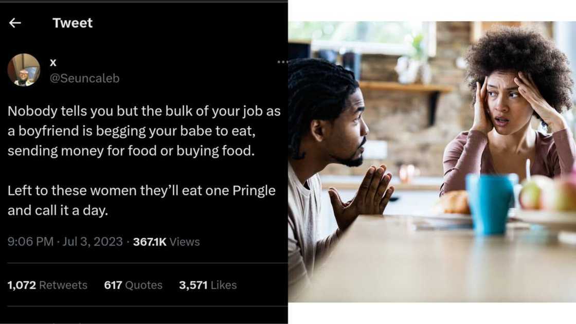 Man laments begging girlfriend to eat Man laments begging girlfriend to eat