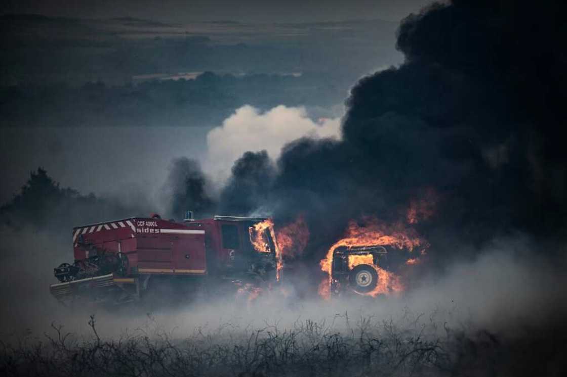 Blazes in the Monts d'Arree area of France's northwestern Brittany continue to burn Blazes in the Monts d'Arree area of France's northwestern Brittany continue to burn