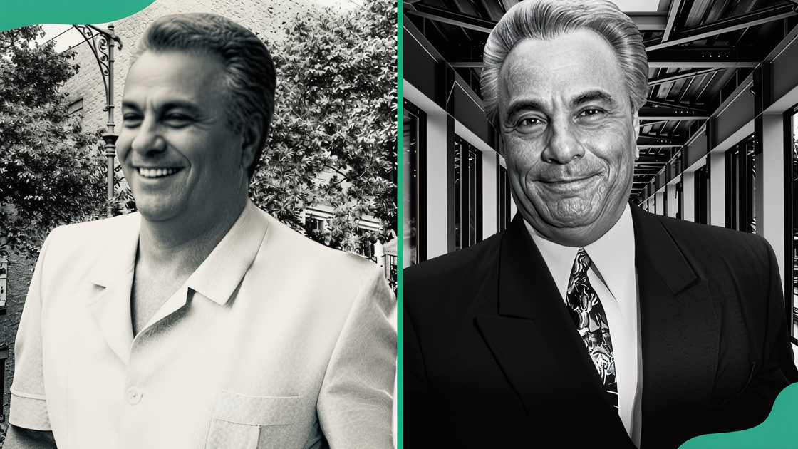 John Gotti Sr. dressed in a short-sleeve shirt and in a suit