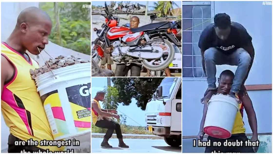 Man with strength/many people praised his incredible power. Man with strength/many people praised his incredible power.