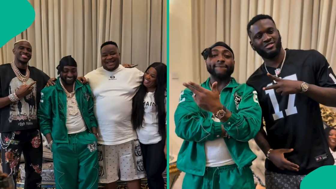 Cubana Chiefpriest hosts Davido, Osimhen and Boniface. Cubana Chiefpriest hosts Davido, Osimhen and Boniface.