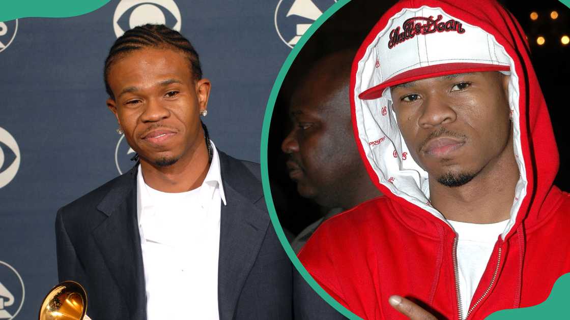 Chamillionaire at the 49th annual Grammy Awards (L) and The Big Easy Billiards Bash (R).