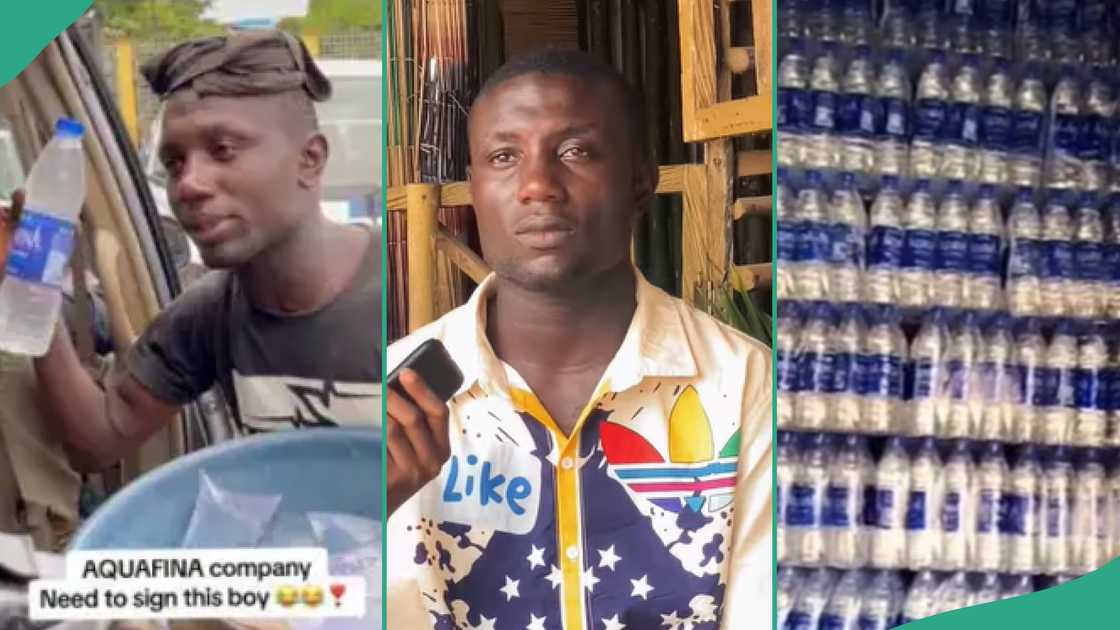 Nigerian hawker helped by Aquafina. Nigerian hawker helped by Aquafina.
