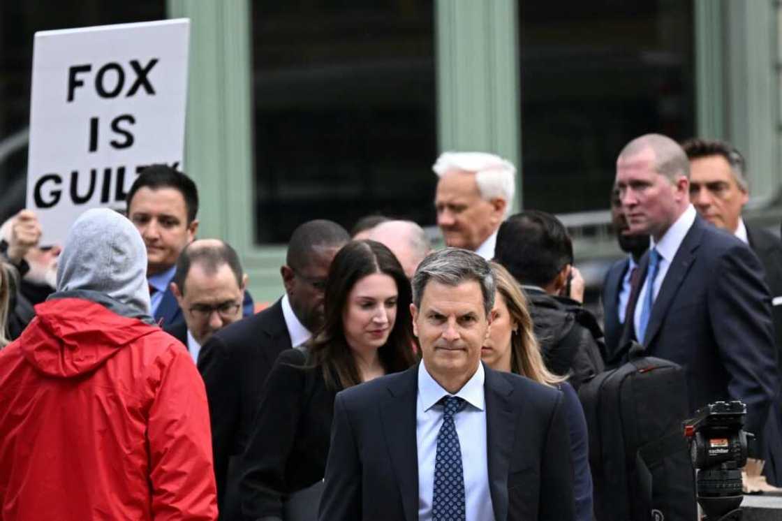 Lawyers arrive at court for the Dominion v Fox News defamation trial in Wilmington on April 18, 2023 Lawyers arrive at court for the Dominion v Fox News defamation trial in Wilmington on April 18, 2023