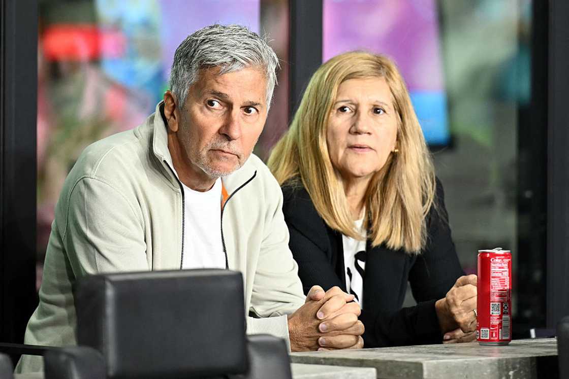Jorge Messi and Celia Cuccittini at Chase Stadium in Fort Lauderdale