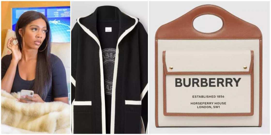 Photos of singer Tiwa Savage and the items she was spotting with. Photos of singer Tiwa Savage and the items she was spotting with.