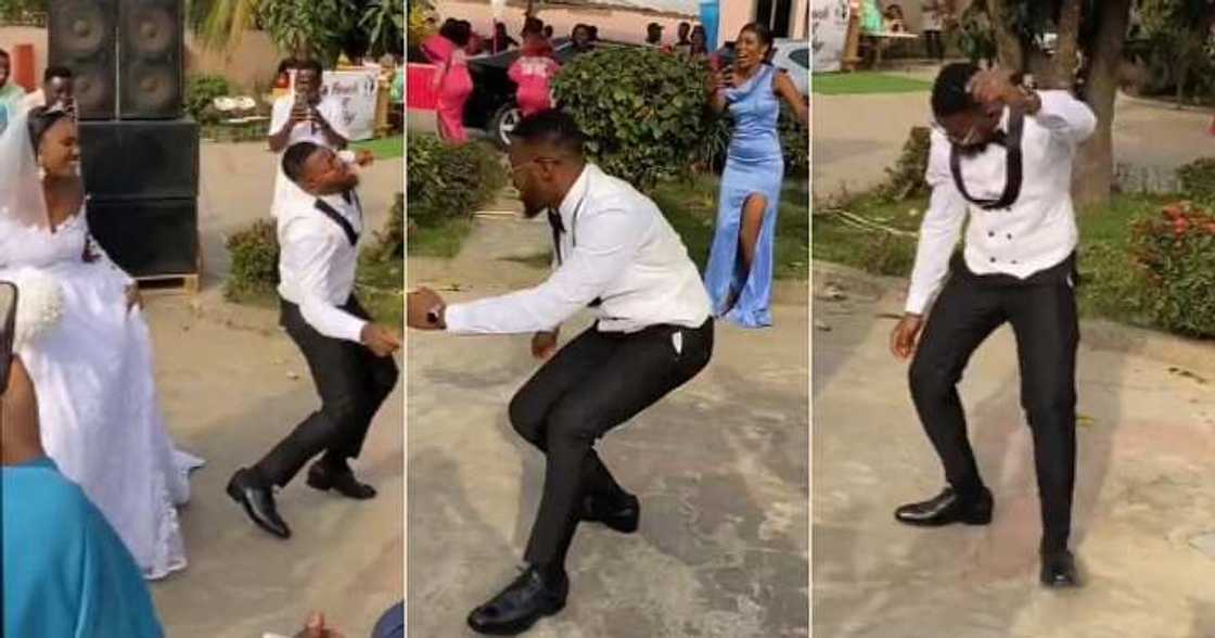 Groom dances crazily on wedding day