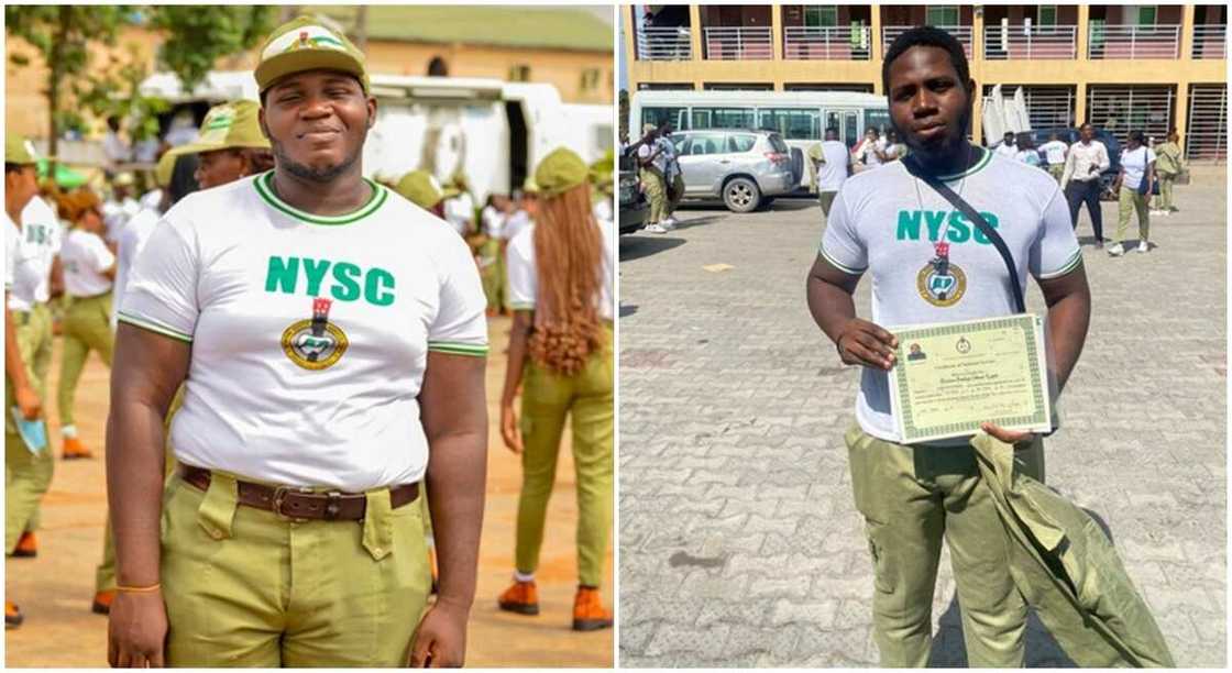 NYSC member, Omolayo who lost weight during his service year.